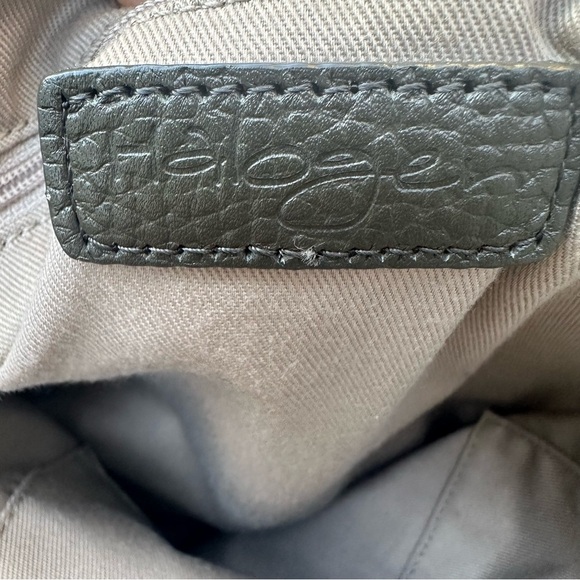 Halogen Nordstrom Army Green and Black Genuine Leather Large Tote Bag Handbag - Picture 5 of 8